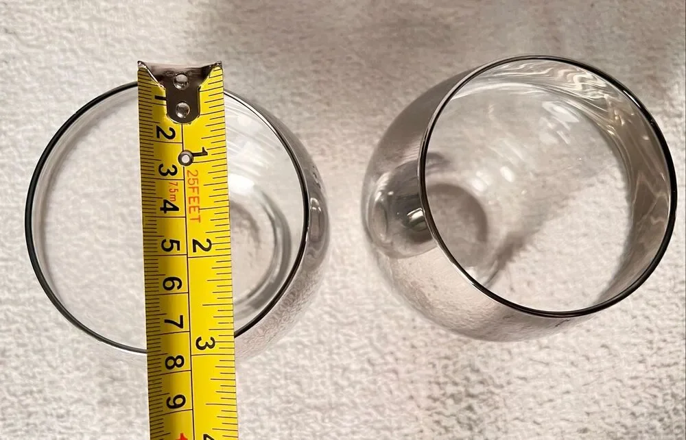 Vintage Silver Band Roly Poly Cocktail Glasses Set of 2